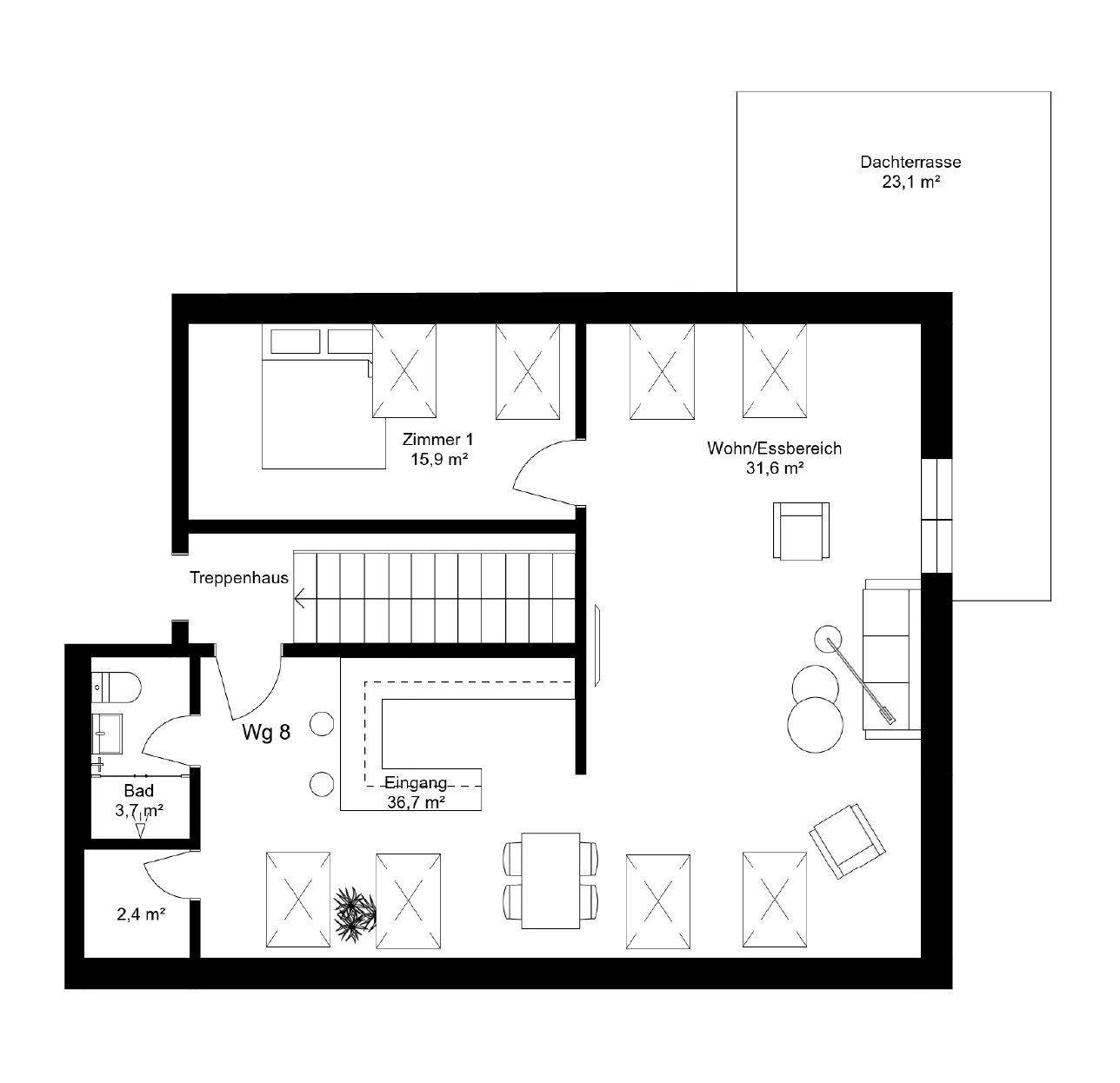 Apartment with 2 rooms