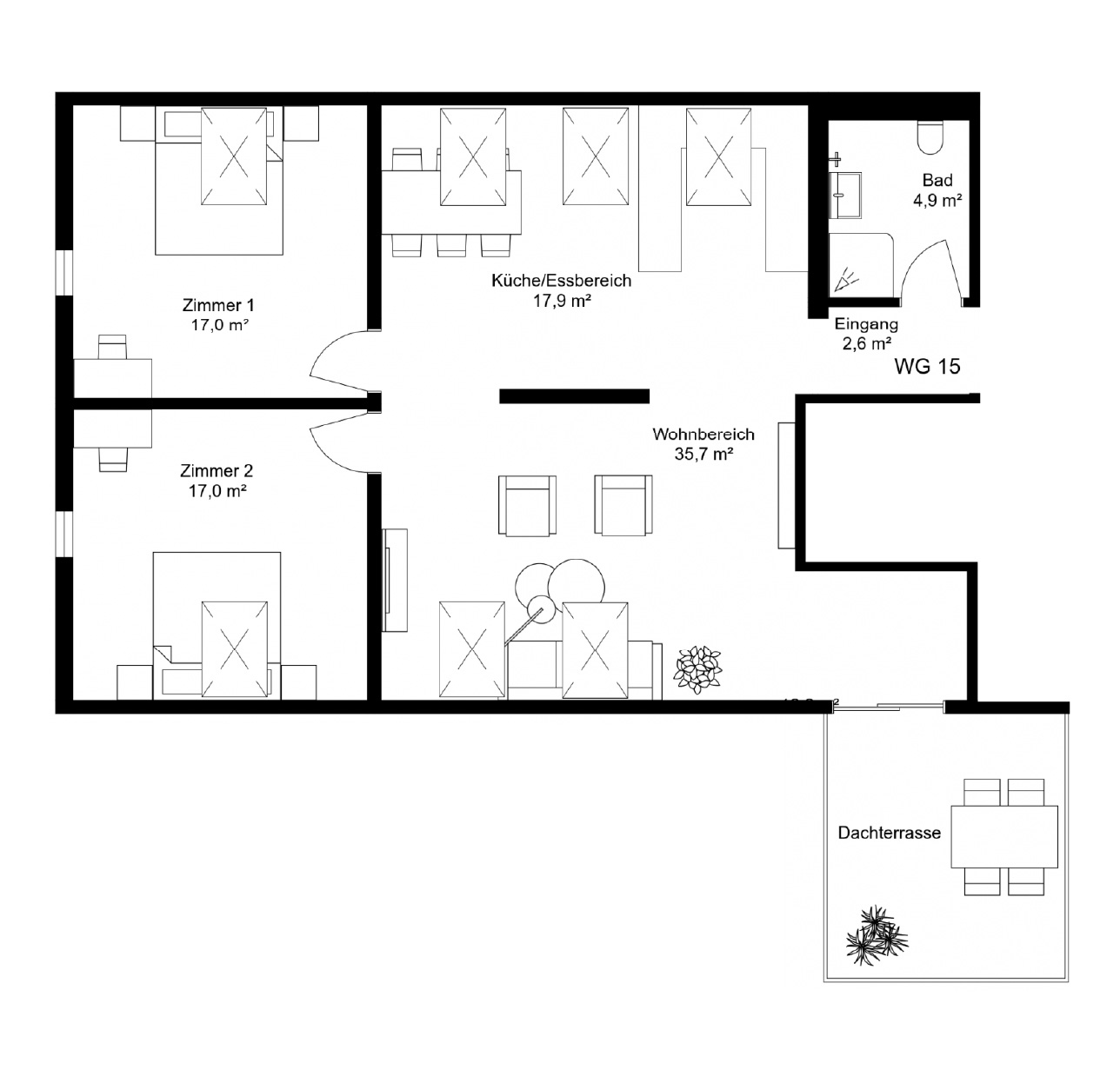 Apartment with 3 rooms