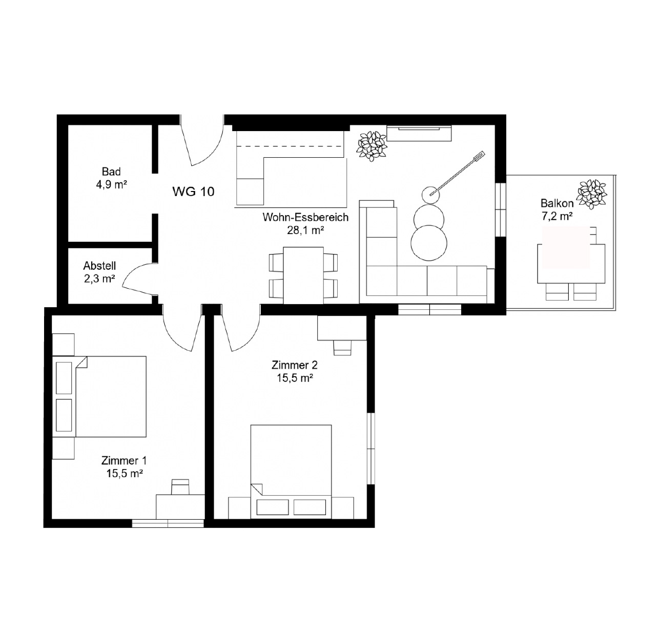 Apartment with 3 rooms