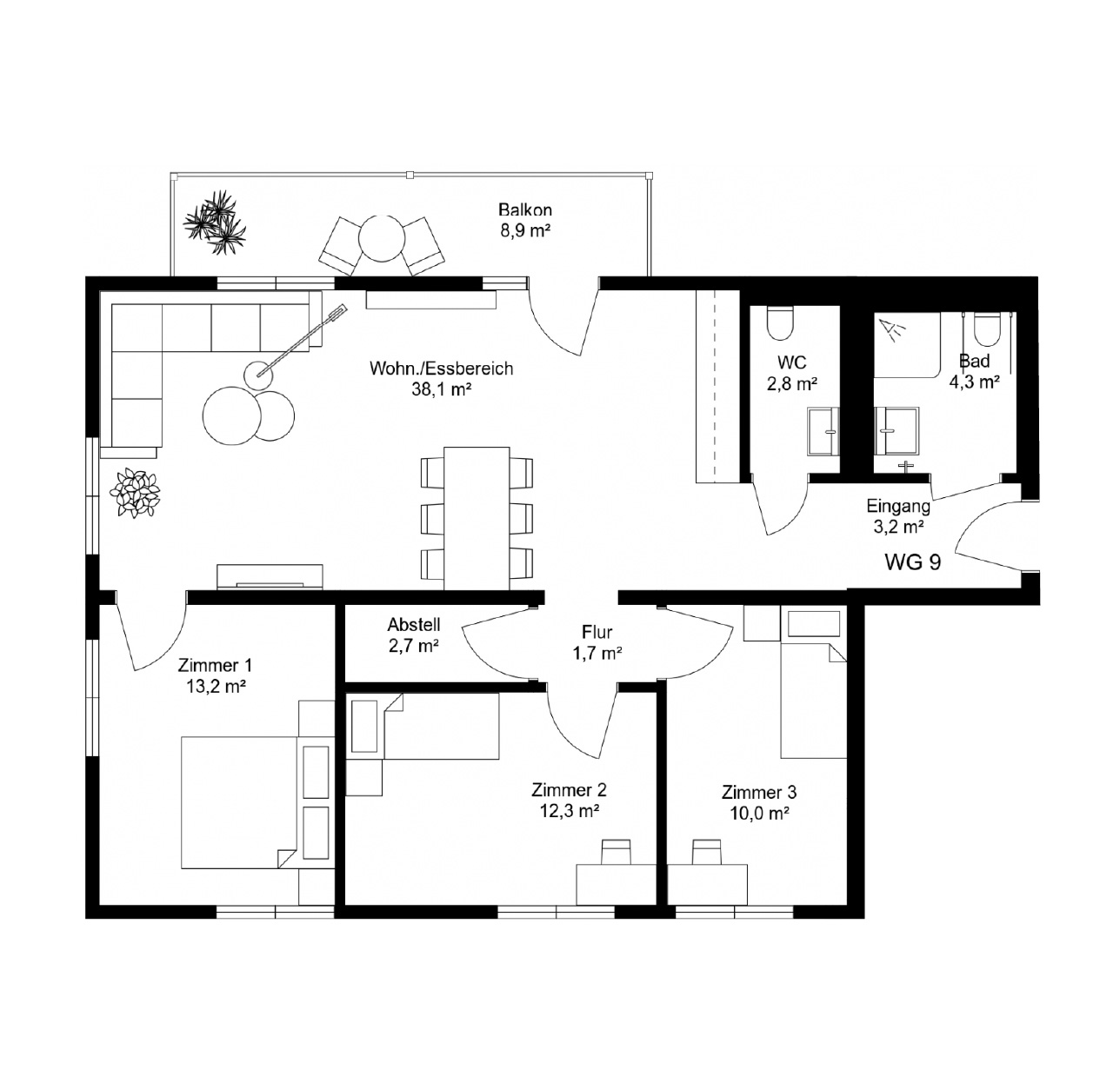 Apartment with 4 rooms