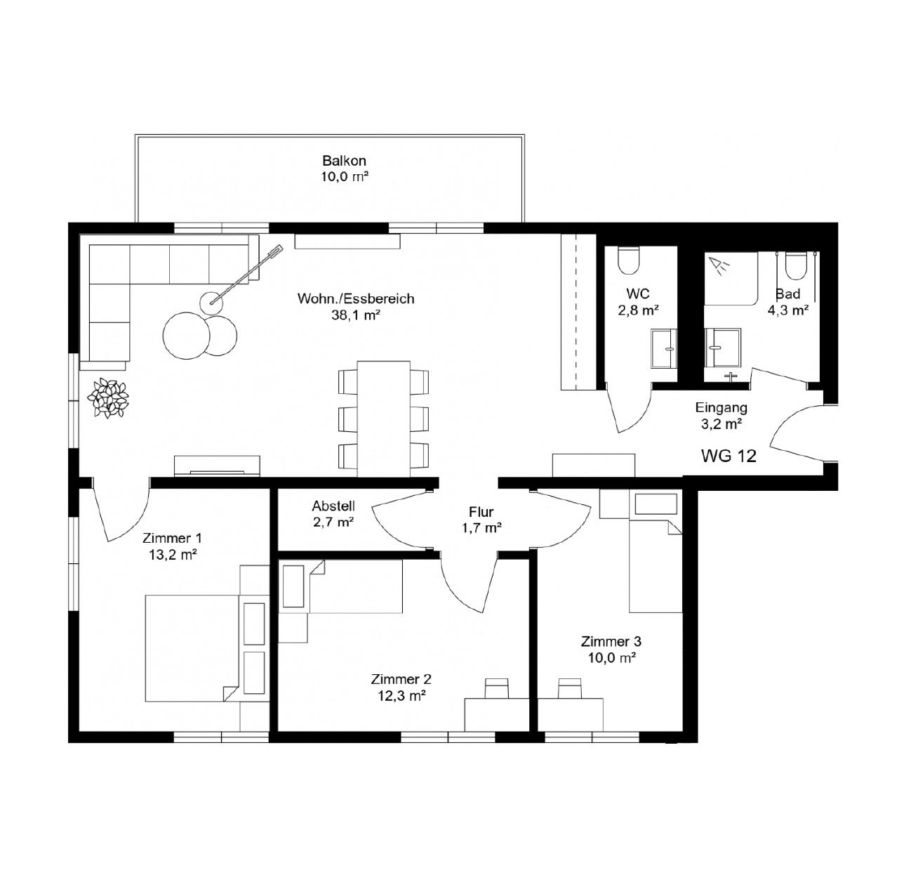 Apartment with 4 rooms