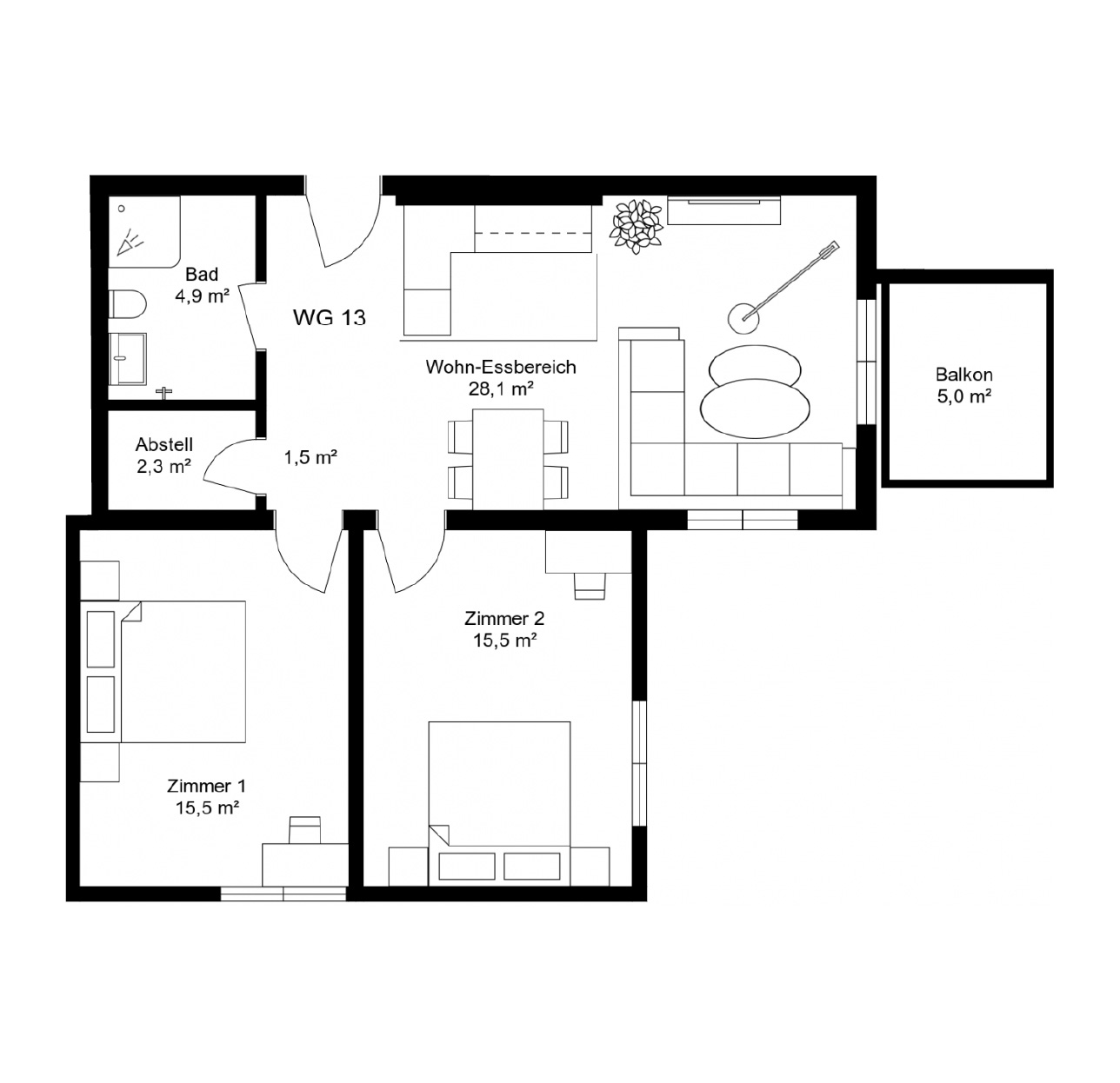 Apartment with 3 rooms