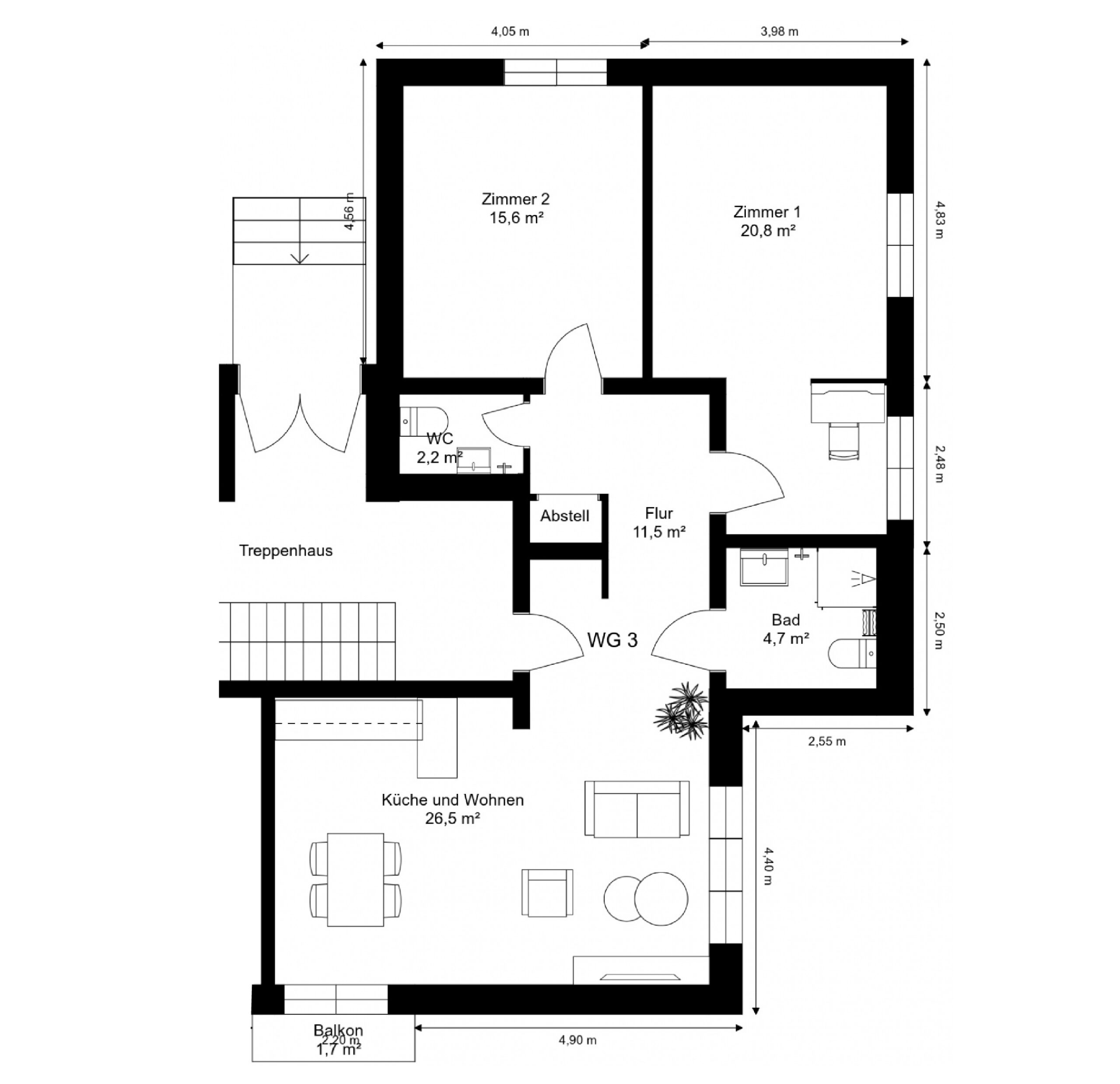 Apartment with 3 rooms