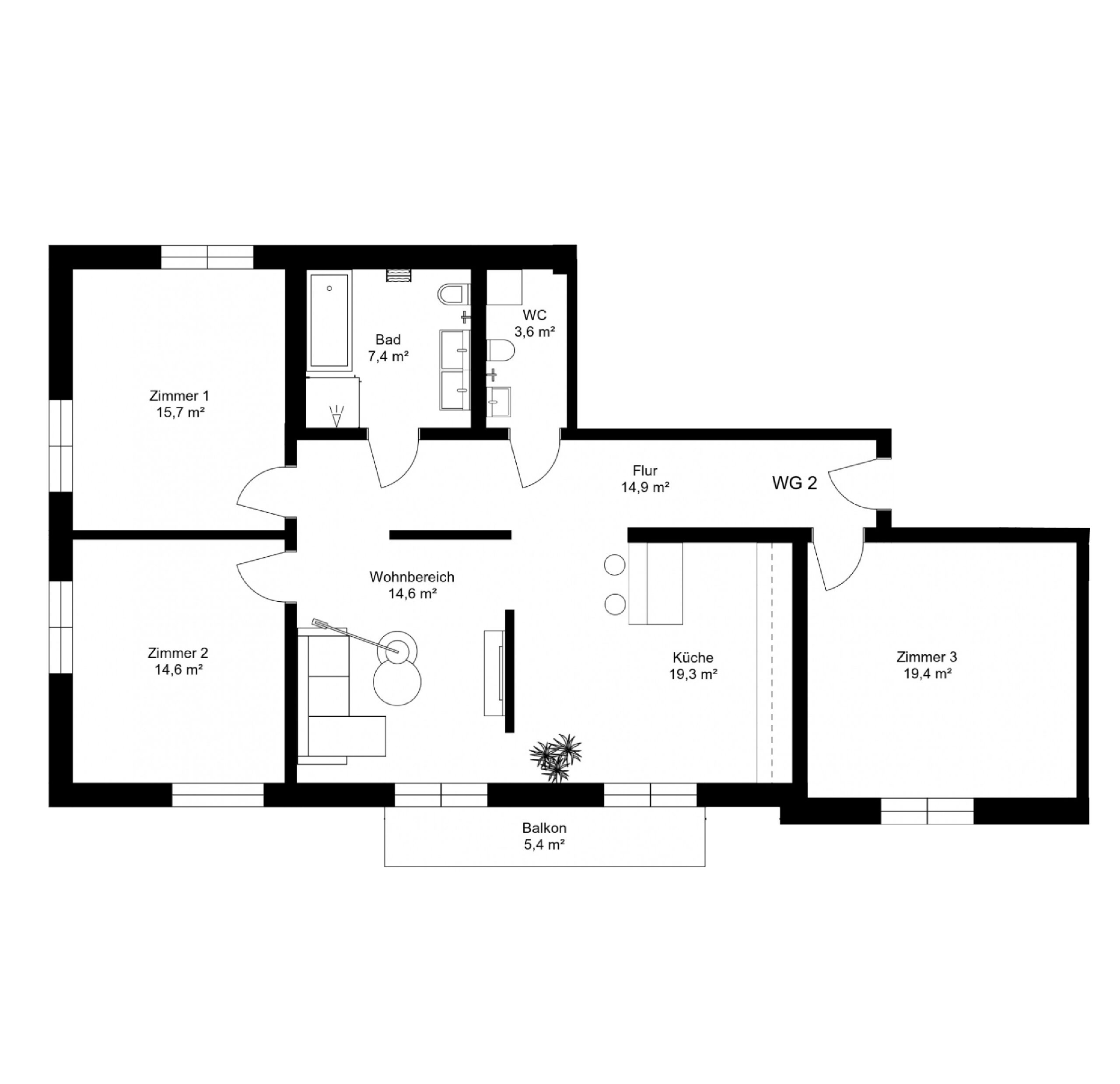 Apartment with 4 rooms